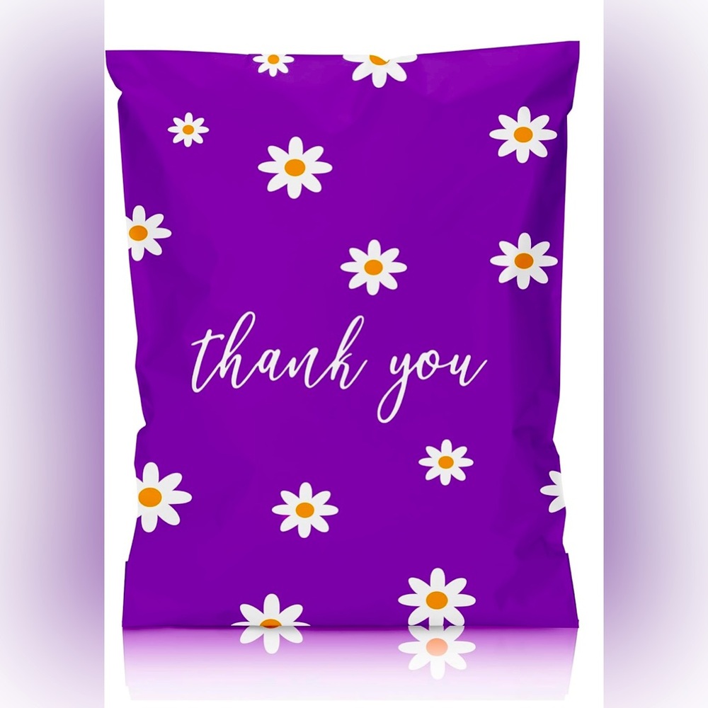 20 - 10 x 13 purple daisies thank you poly bags for dryness n safety of package
